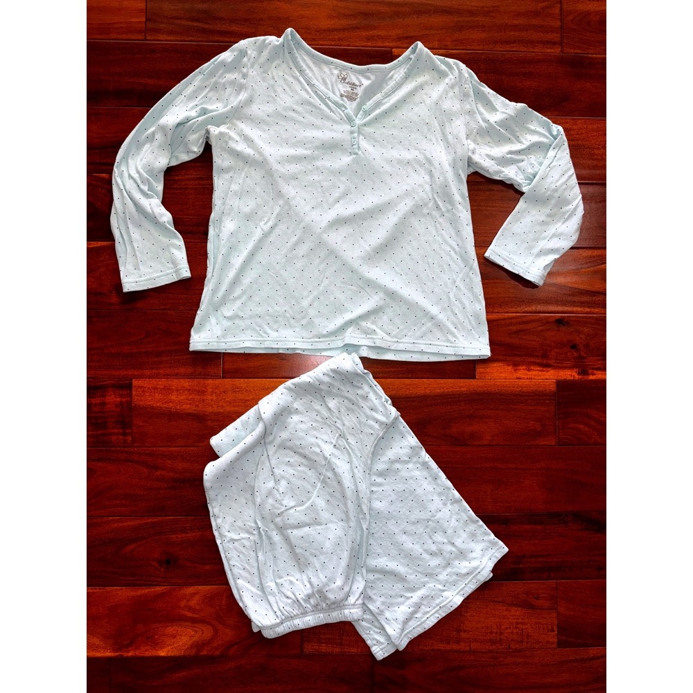Croft & Barrow Pajama Set Womens Medium Mint Green Excellent Pointelle Polka Dot